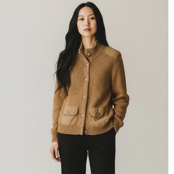 Ralph Lauren Brown Knit Button Front Cardigan Sweater Size L - Picture 1 of 8